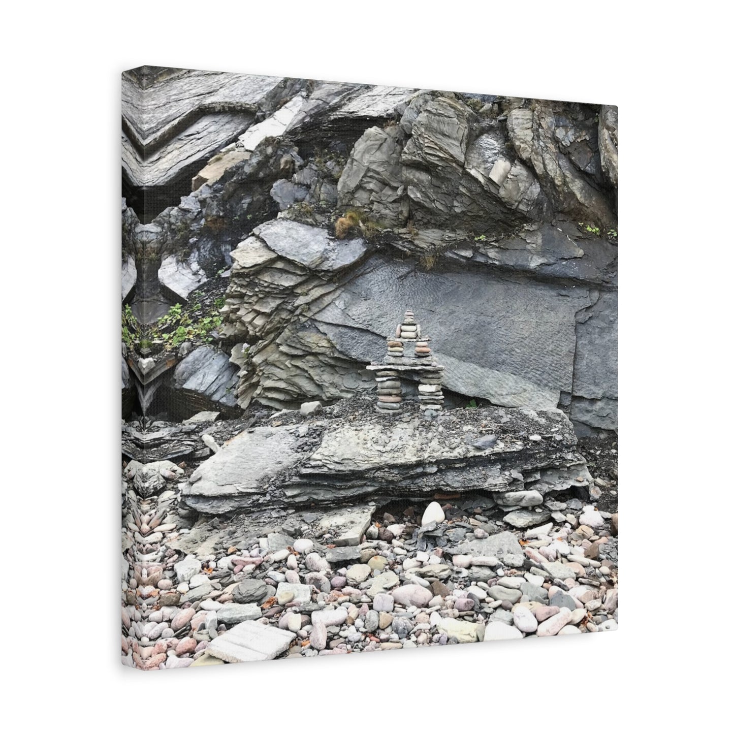 Nature-Inspired Stretched Canvas Art - Tranquil Rock Tower Design