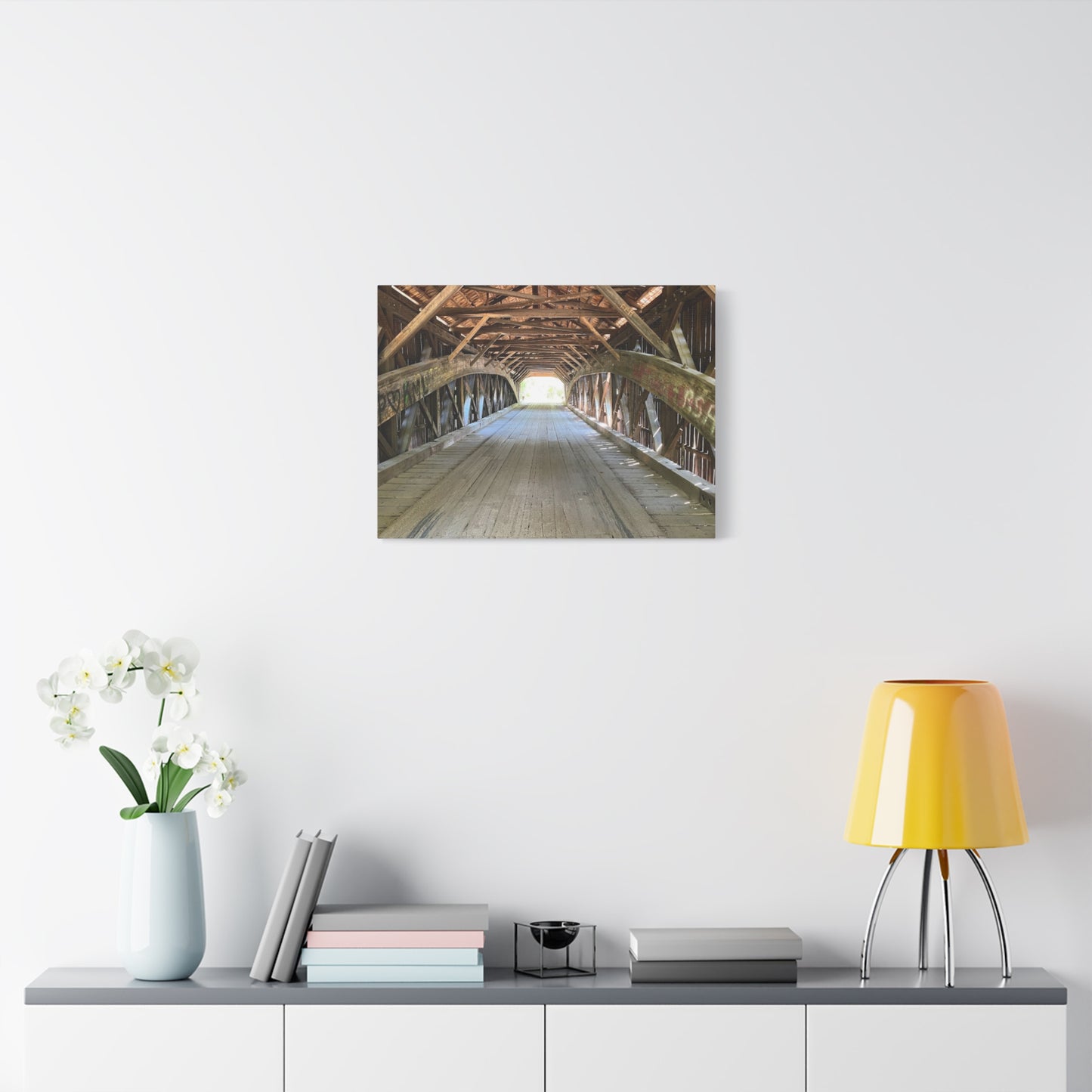 Rustic Wooden Bridge Canvas Print - Stretched Wall Art for Home Decor