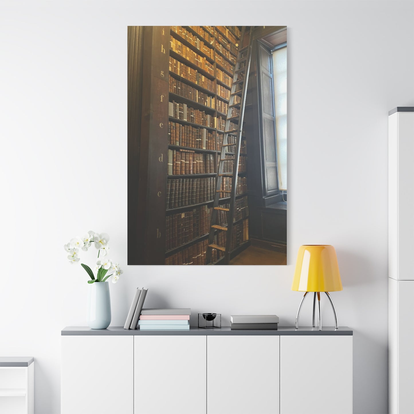 Library Wall Art | Vintage Bookcase Canvas Print - Trinity College Long Room