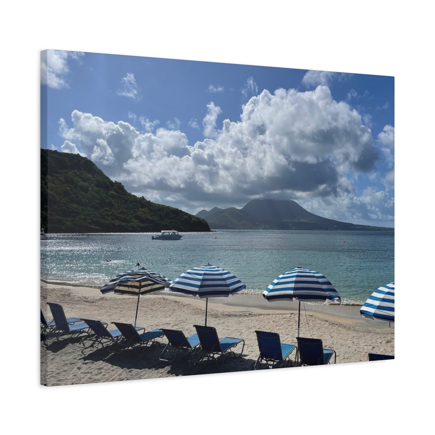 Beach Umbrella Scenic Canvas Wall Art Nevis