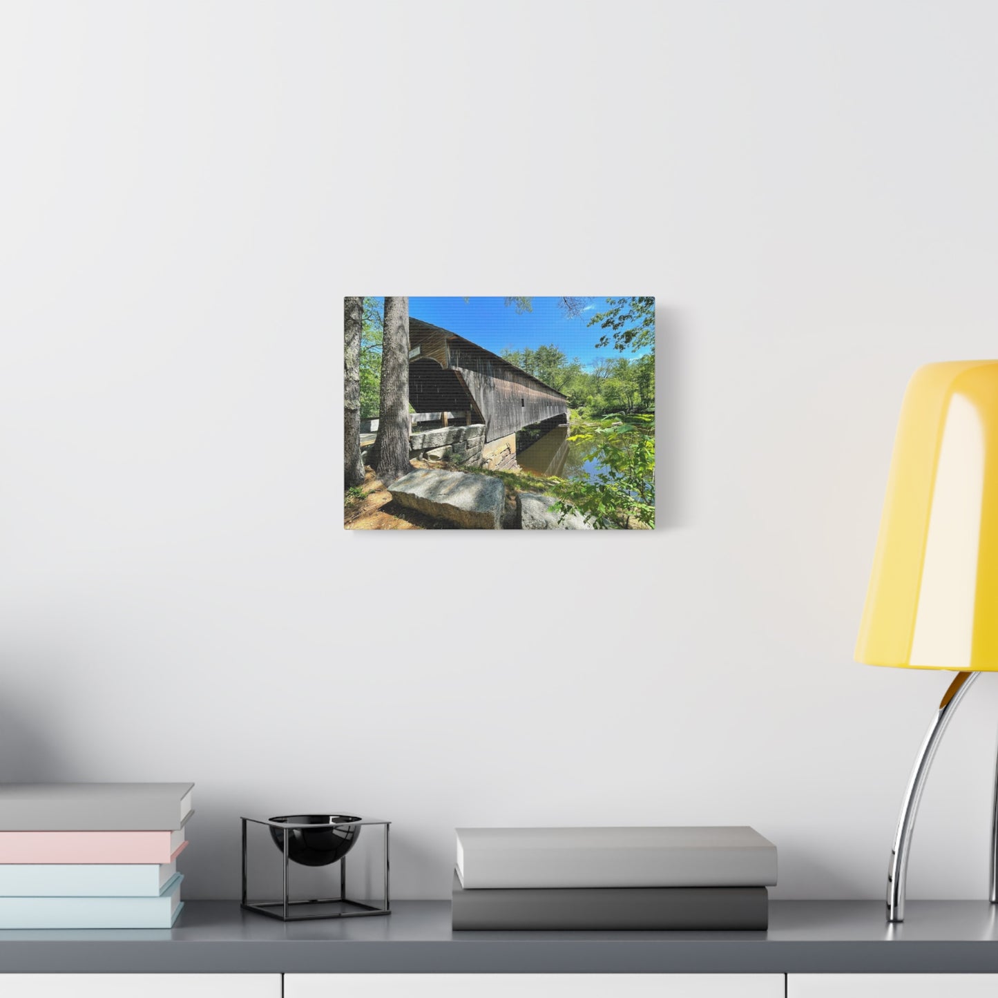 Scenic Covered Bridge Canvas Art - 1.25" Stretched Matte Wall Decor