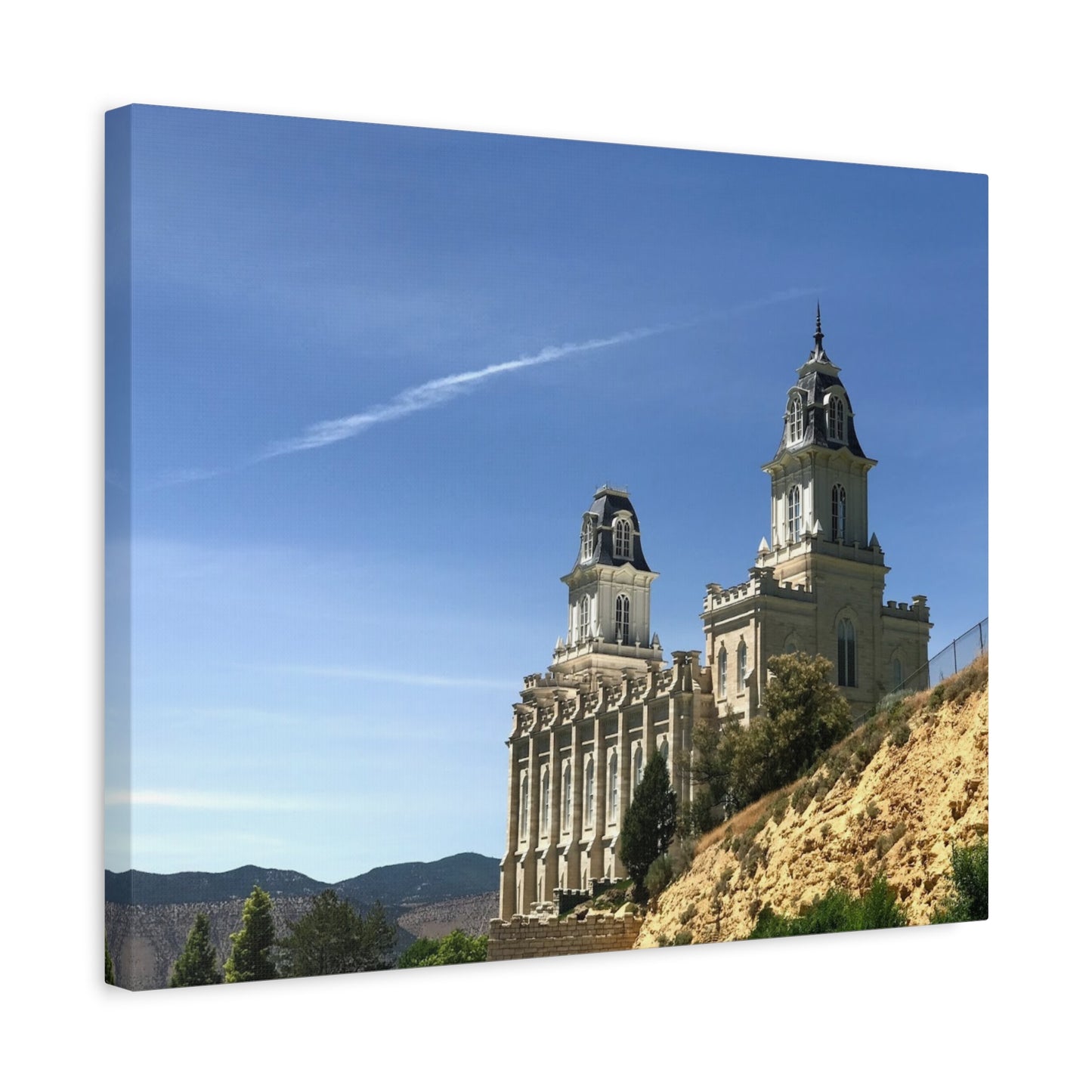 Stretched Matte Canvas Print of Historic Architecture Manti Temple LDS