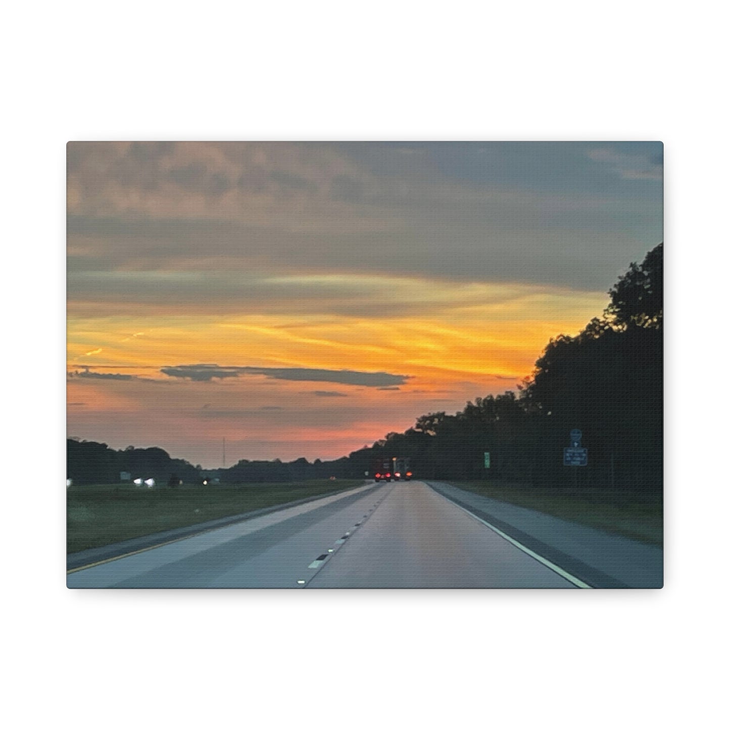 Sunset Roadway Canvas Print - Matte Stretched Artwork