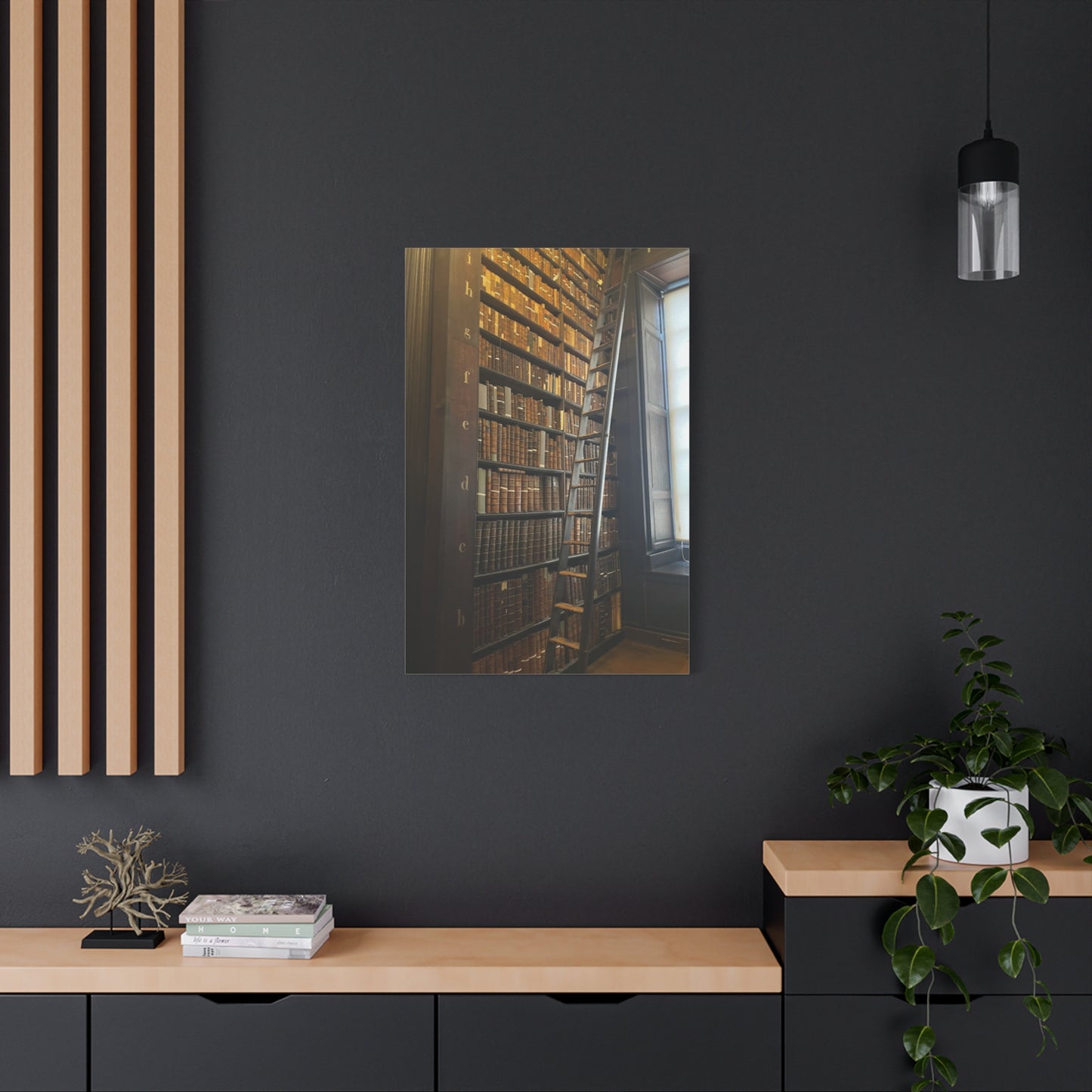 Library Wall Art | Vintage Bookcase Canvas Print - Trinity College Long Room