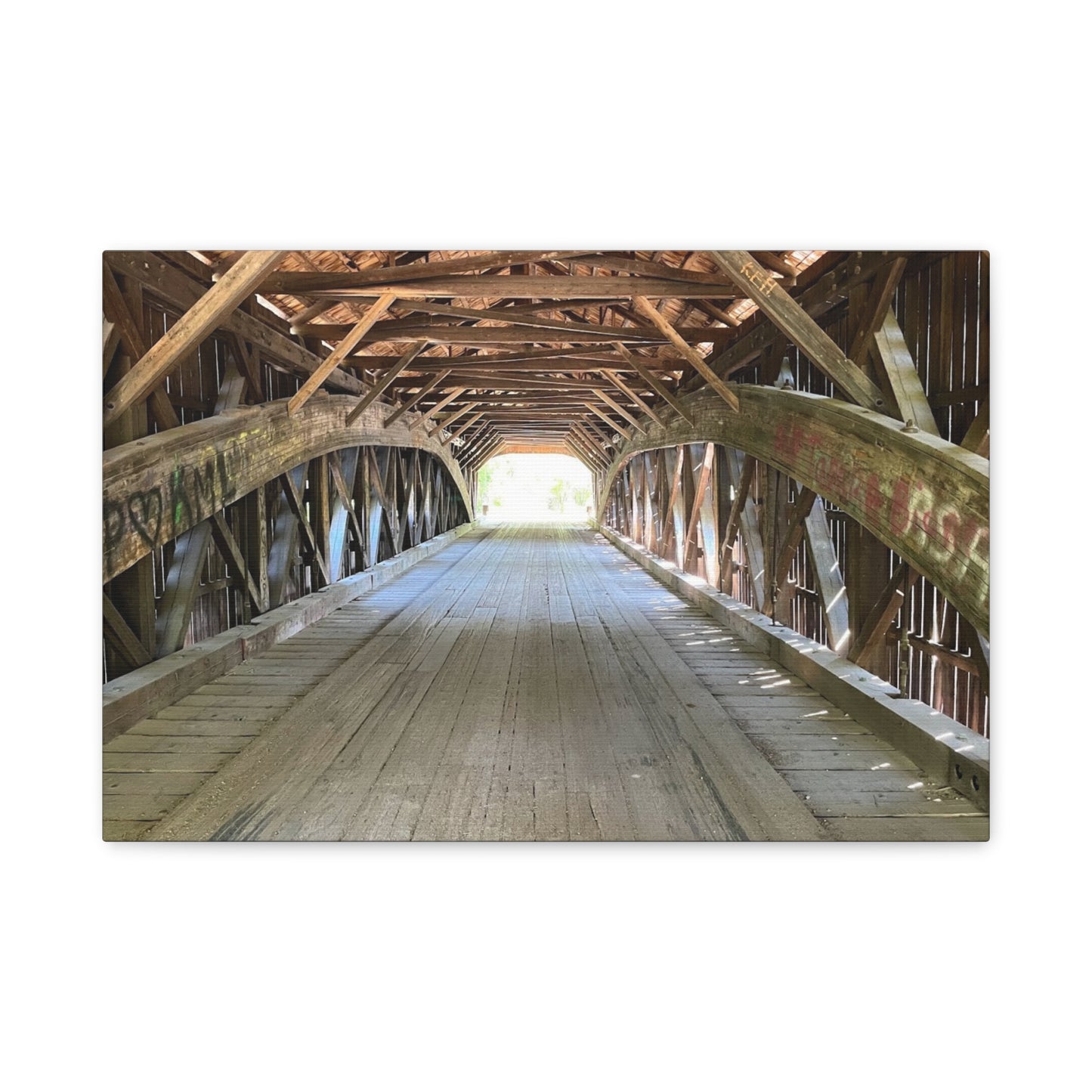 Rustic Wooden Bridge Canvas Print - Stretched Wall Art for Home Decor