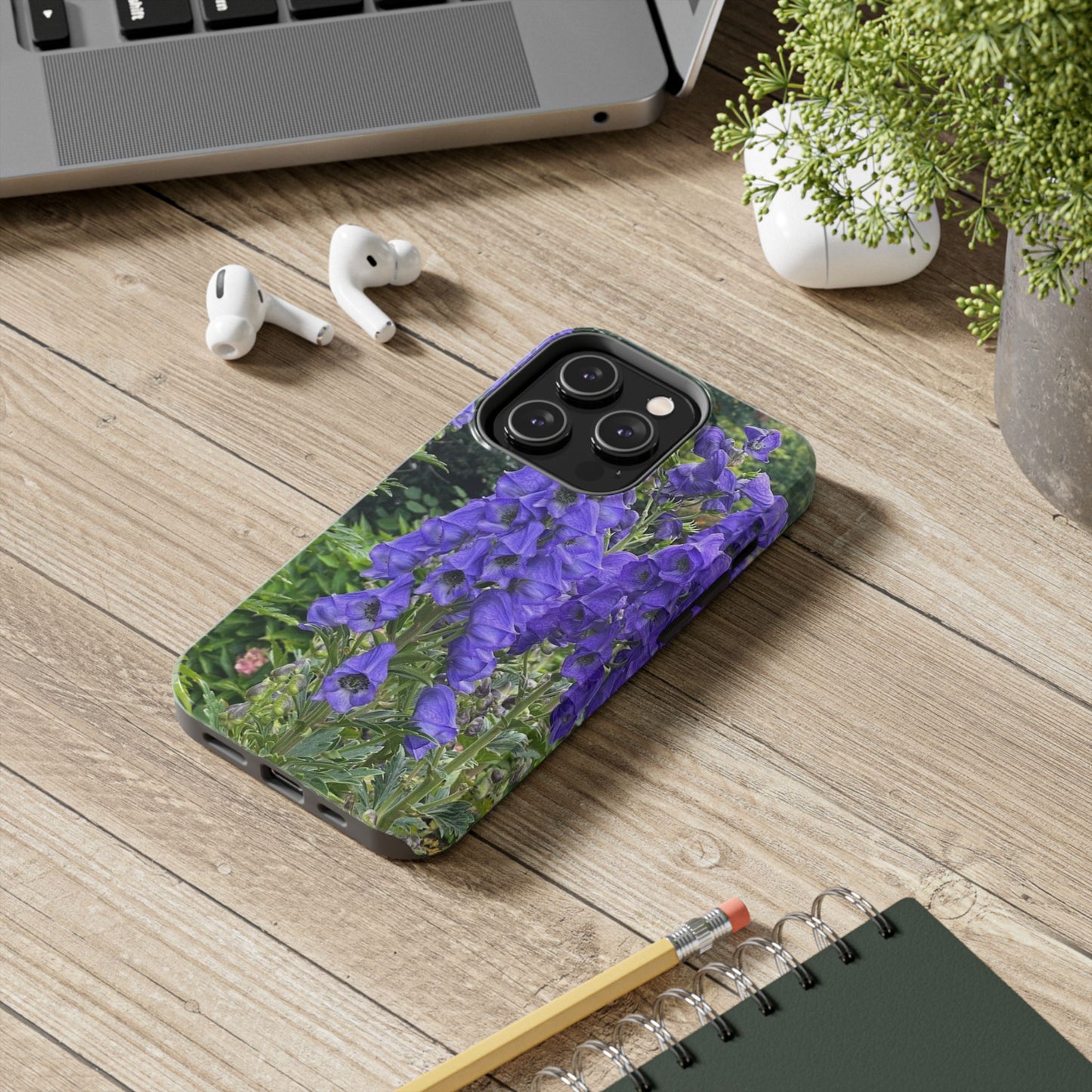 Elegant Floral Tough Phone Case - Purple Aconite Design