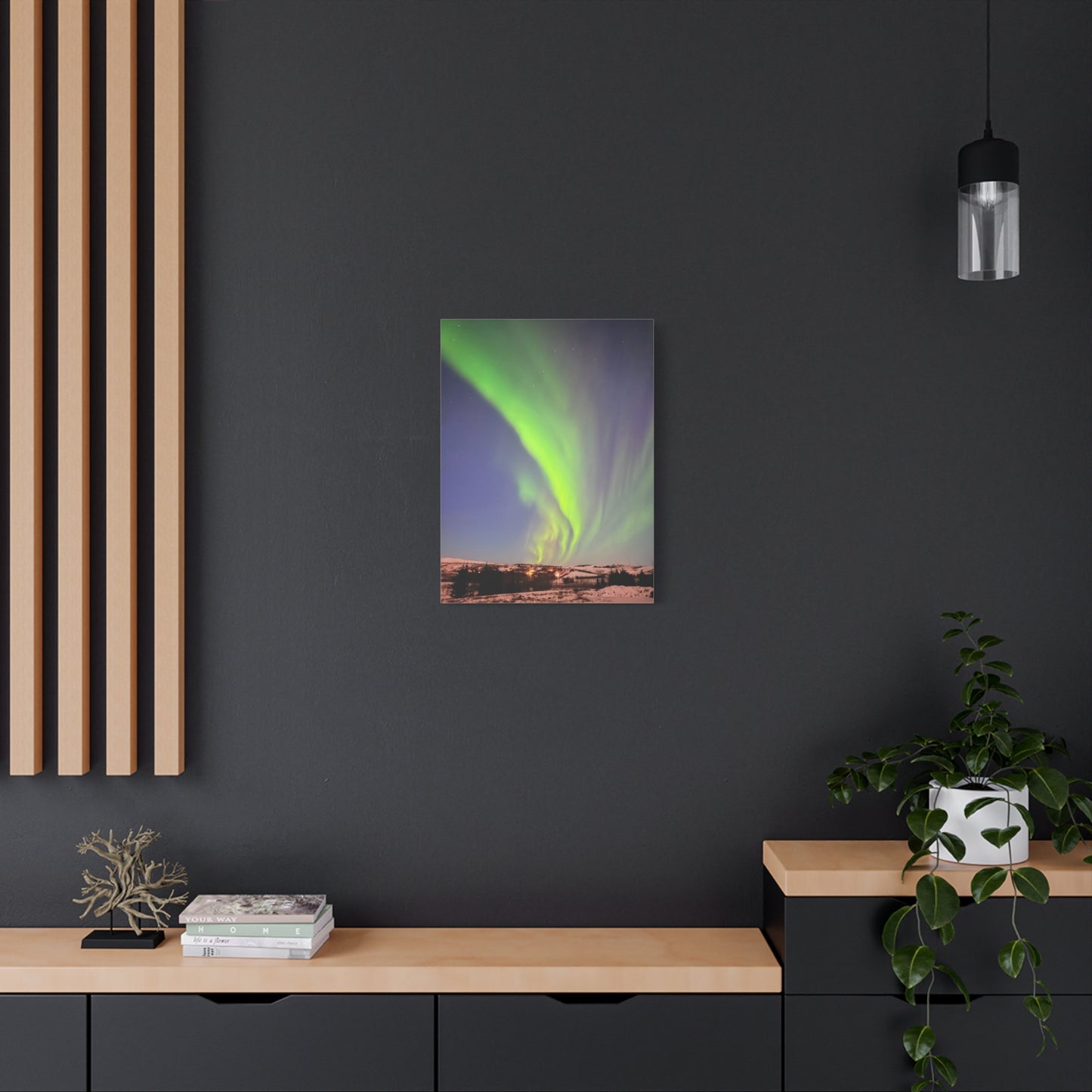 Aurora Borealis Canvas Art - 1.25" Stretched Wall Decor Iceland Northern Lights