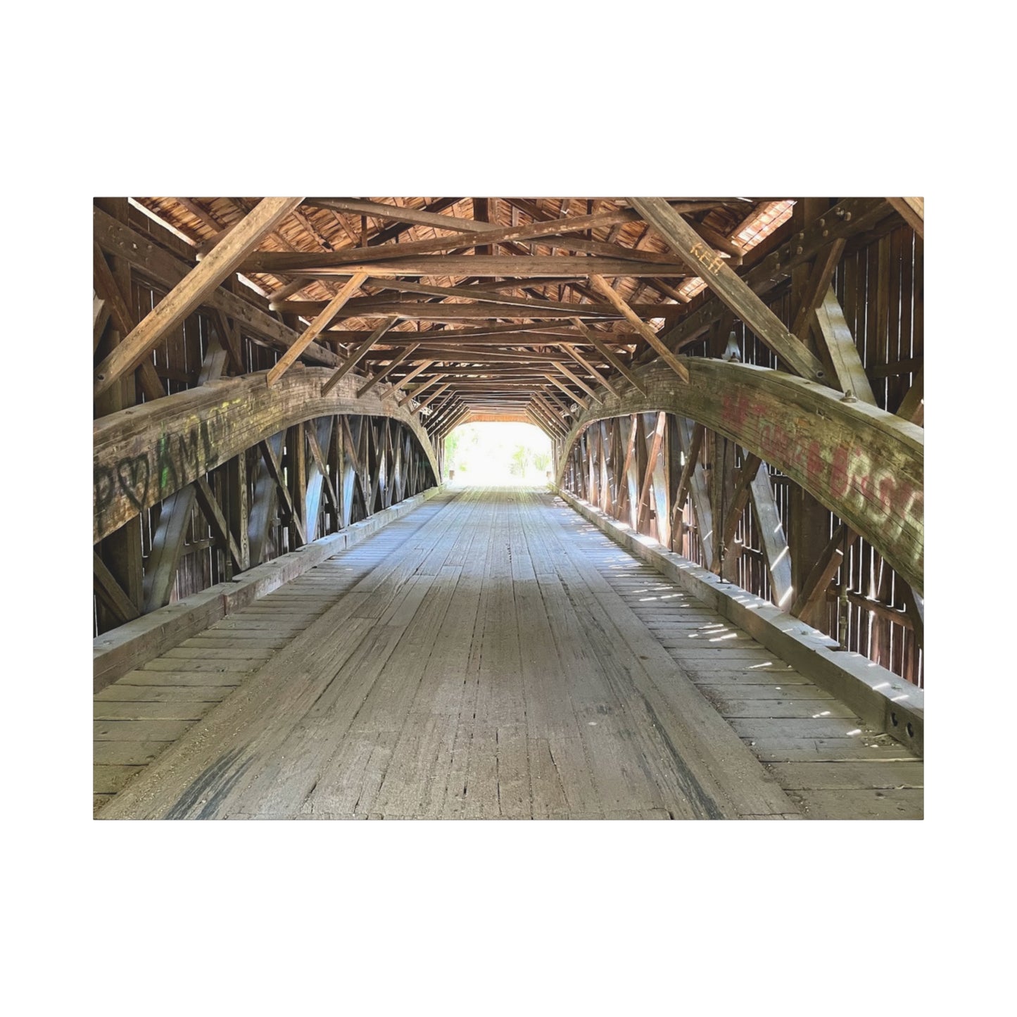 Rustic Wooden Bridge Canvas Print - Stretched Wall Art for Home Decor