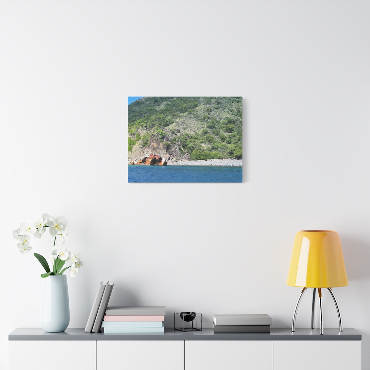 Nature Landscape Canvas Wall Art - Tranquil Seaside View Nevis