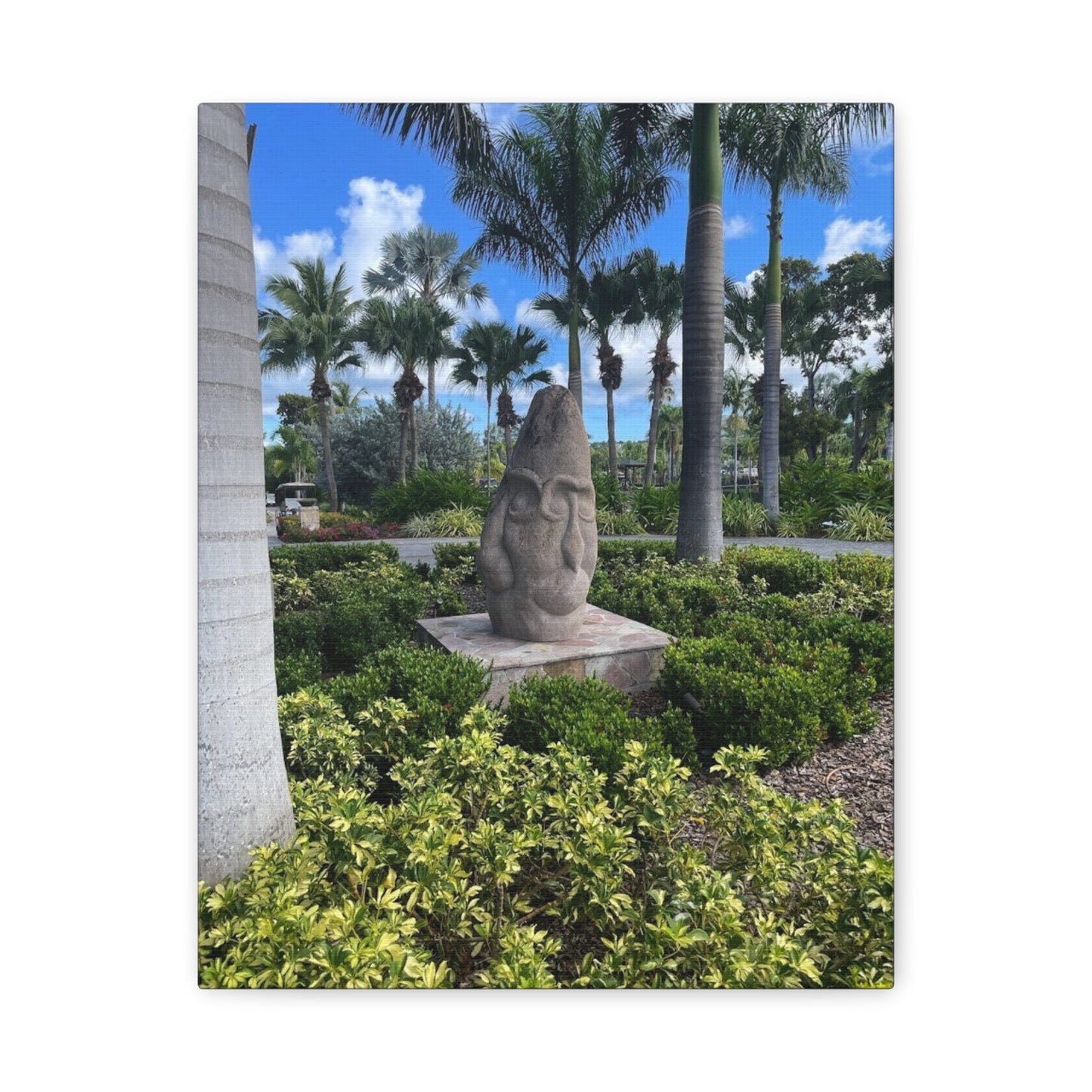 Nature-Inspired Stretched Canvas Art - Tranquil Garden Sculpture