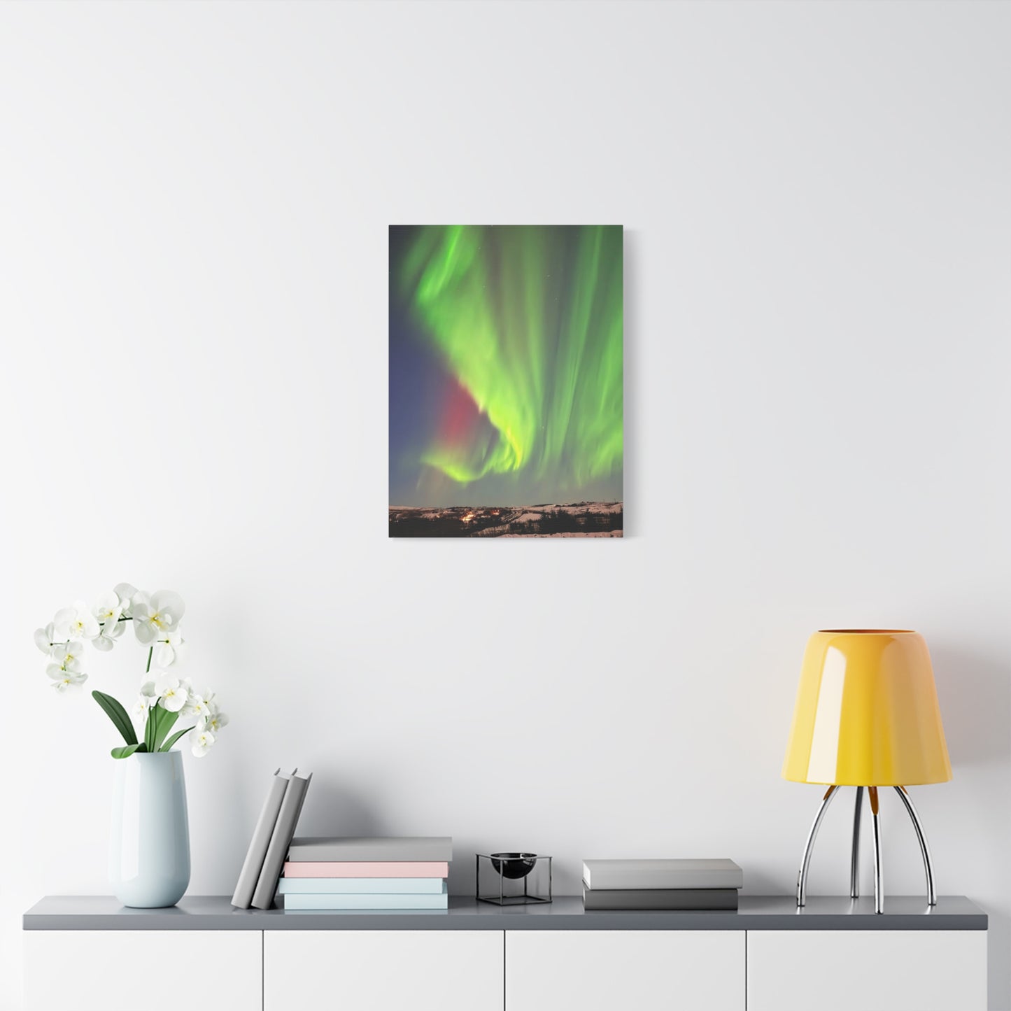 Aurora Borealis Canvas Art - Stunning Northern Lights Stretched Wall Decor Iceland