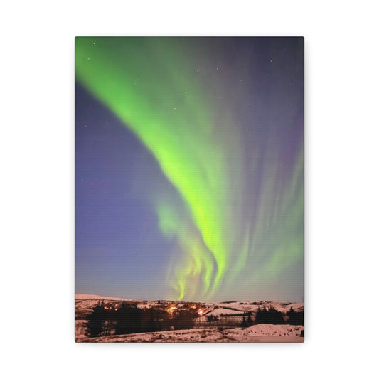 Aurora Borealis Canvas Art - 1.25" Stretched Wall Decor Iceland Northern Lights