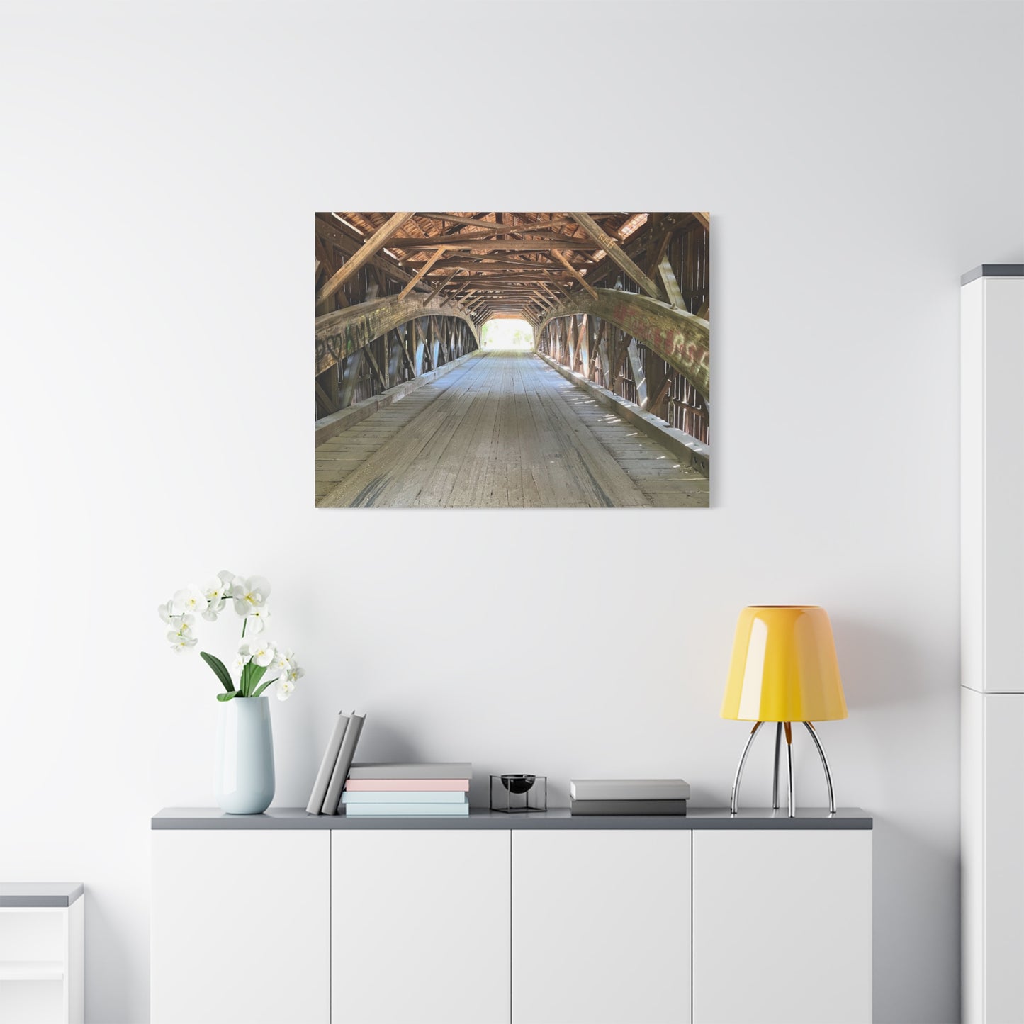 Rustic Wooden Bridge Canvas Print - Stretched Wall Art for Home Decor