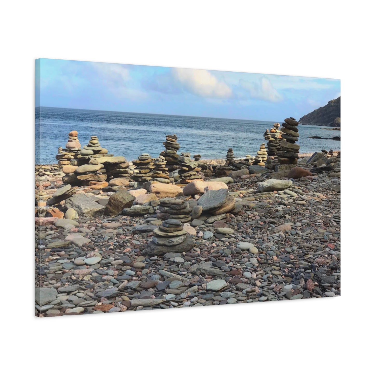 Nature-Inspired Wall Art Canvas Print - Tranquil Beach Stack Stones Decor