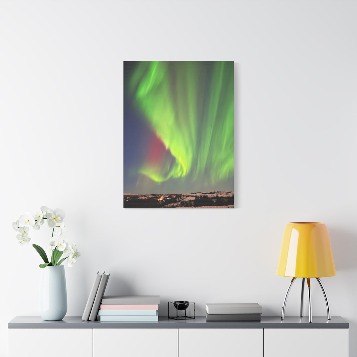 Aurora Borealis Canvas Art - Stunning Northern Lights Stretched Wall Decor Iceland