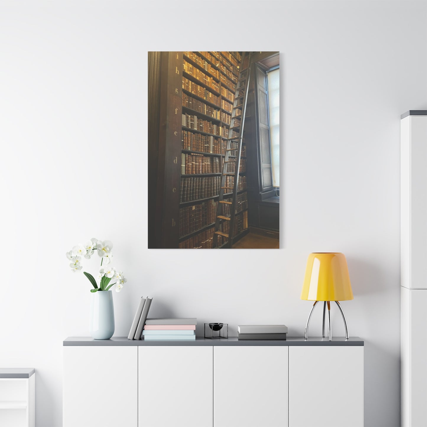 Library Wall Art | Vintage Bookcase Canvas Print - Trinity College Long Room