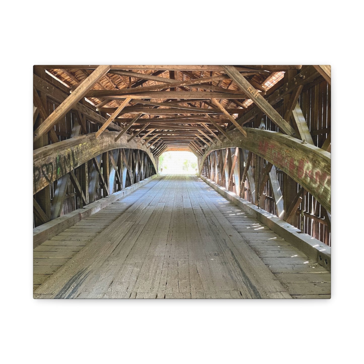 Rustic Wooden Bridge Canvas Print - Stretched Wall Art for Home Decor