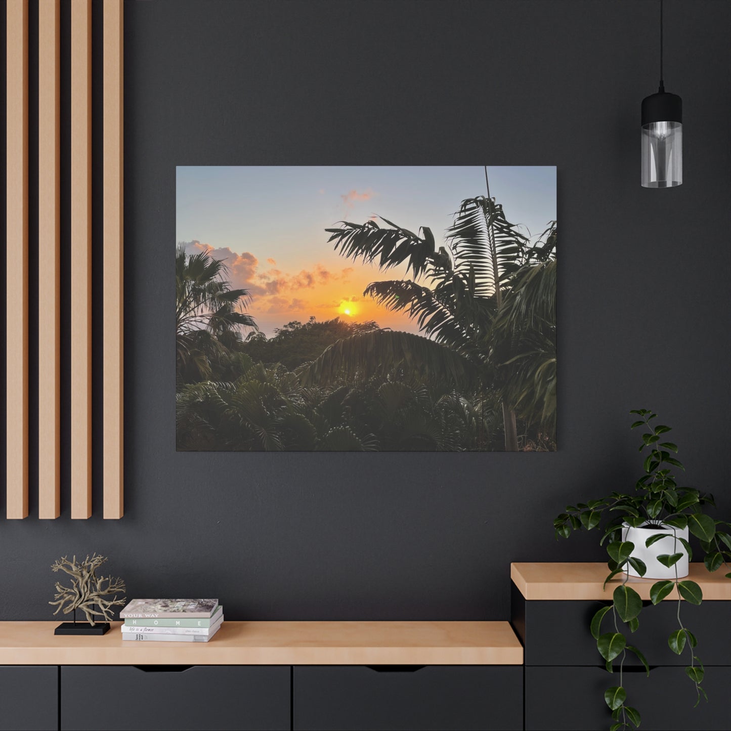 Tropical Sunset Matte Canvas - 12x16 Stretched Wall Art