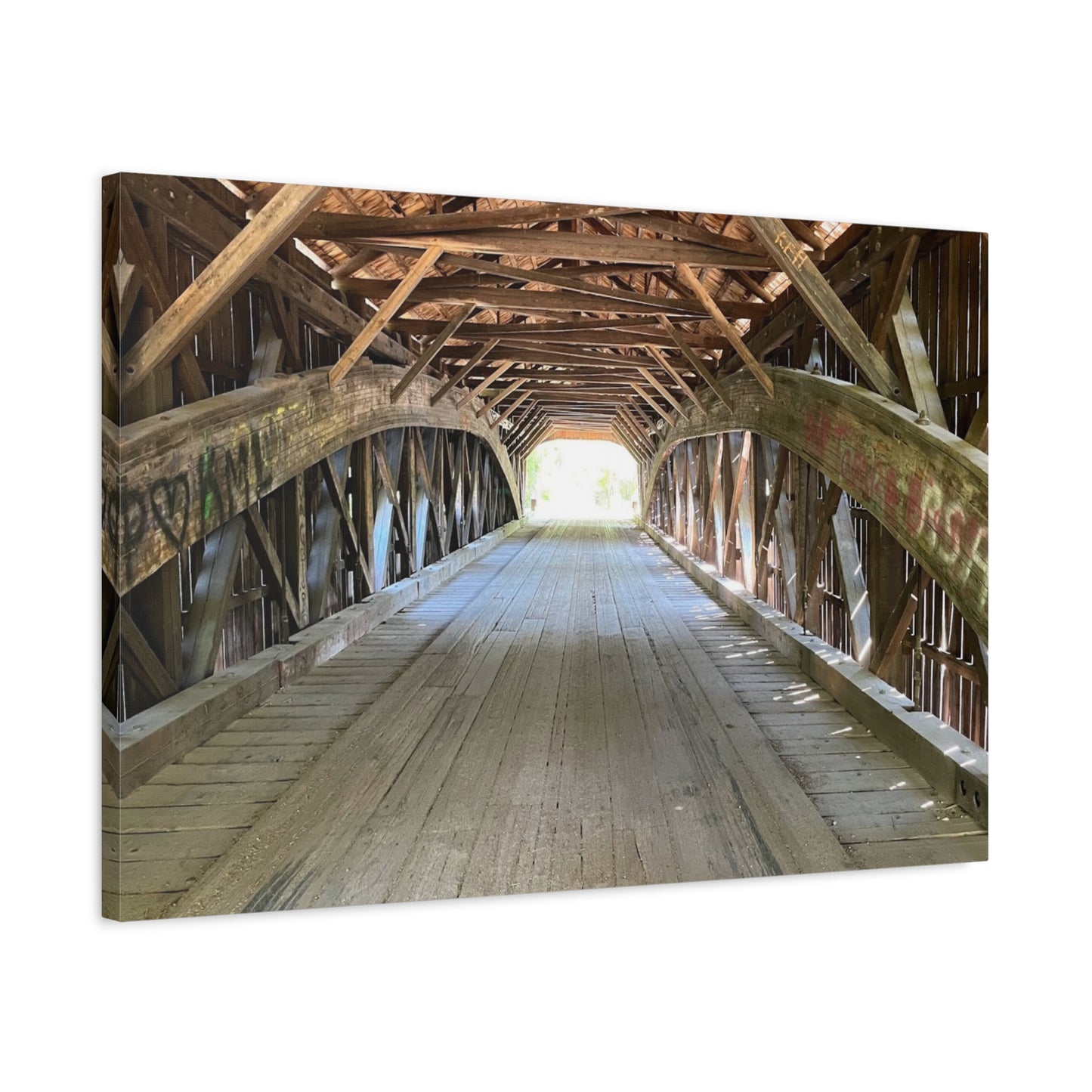Rustic Wooden Bridge Canvas Print - Stretched Wall Art for Home Decor