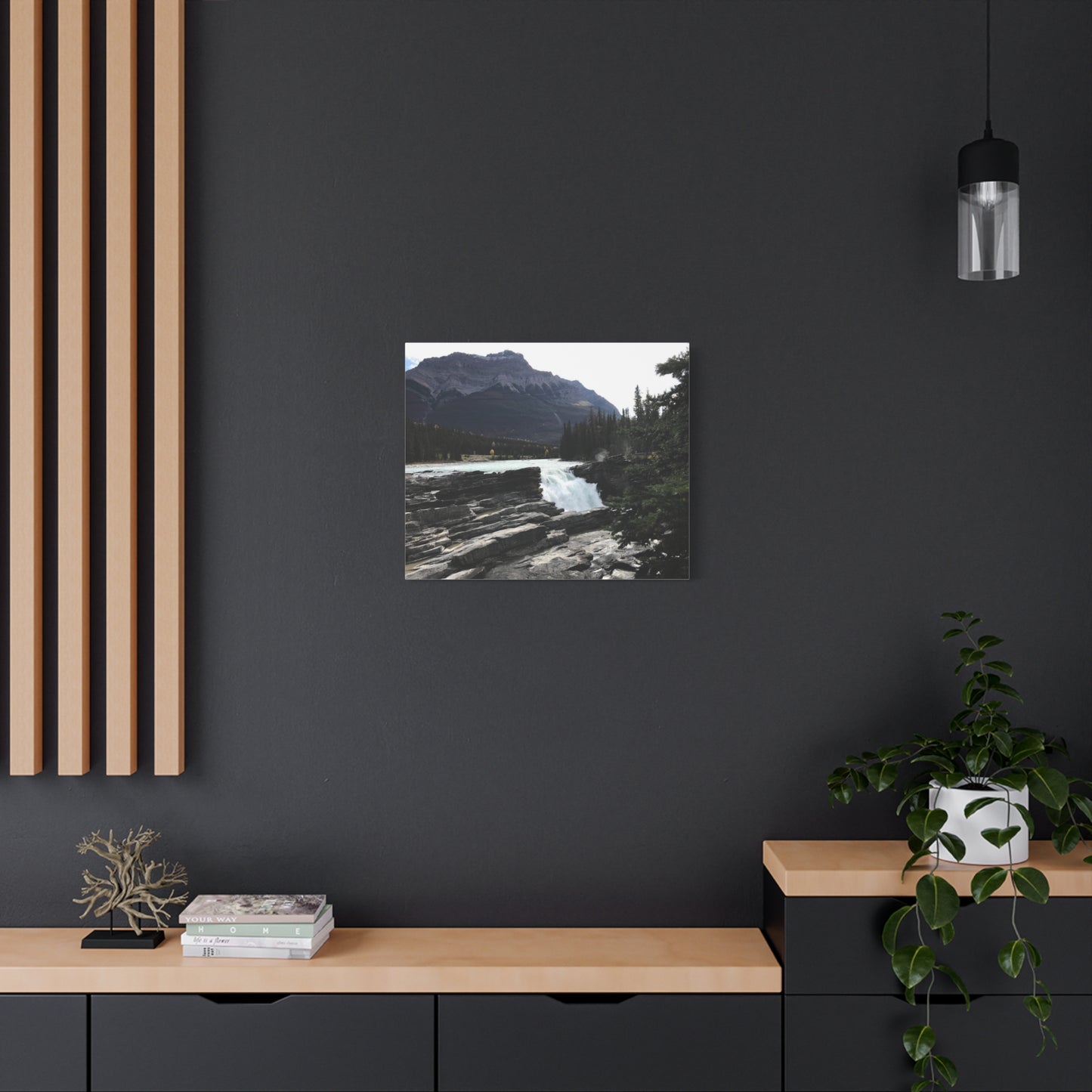 Mountain Waterfall Canvas Art - Stretched Wall Decor for Nature Lovers