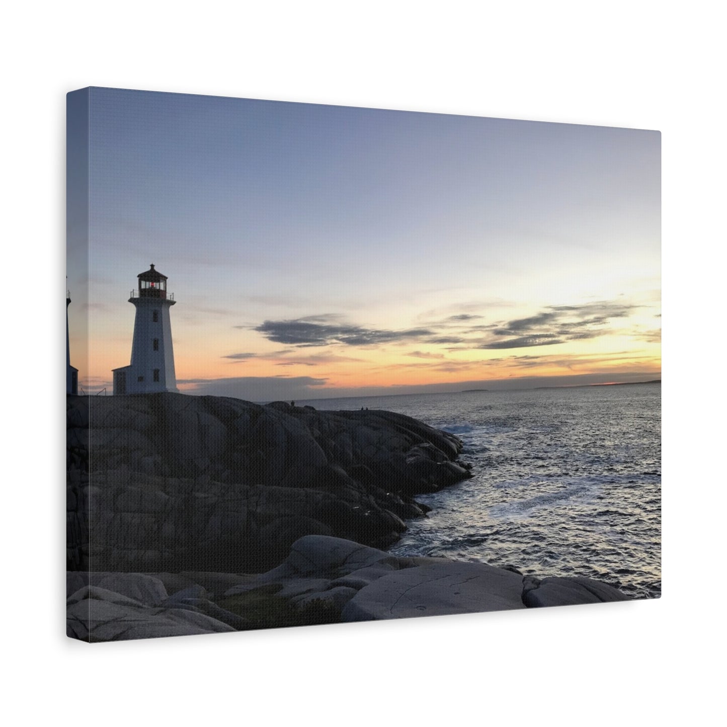 Sunset Lighthouse Canvas Print - Coastal Decor for Beach Lovers Peggys Cove