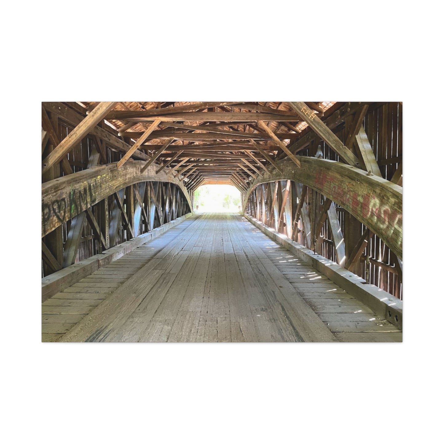 Rustic Wooden Bridge Canvas Print - Stretched Wall Art for Home Decor