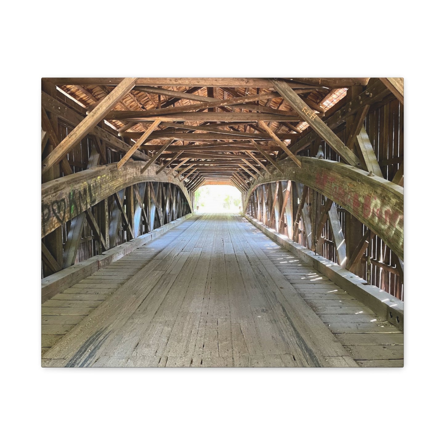 Rustic Wooden Bridge Canvas Print - Stretched Wall Art for Home Decor