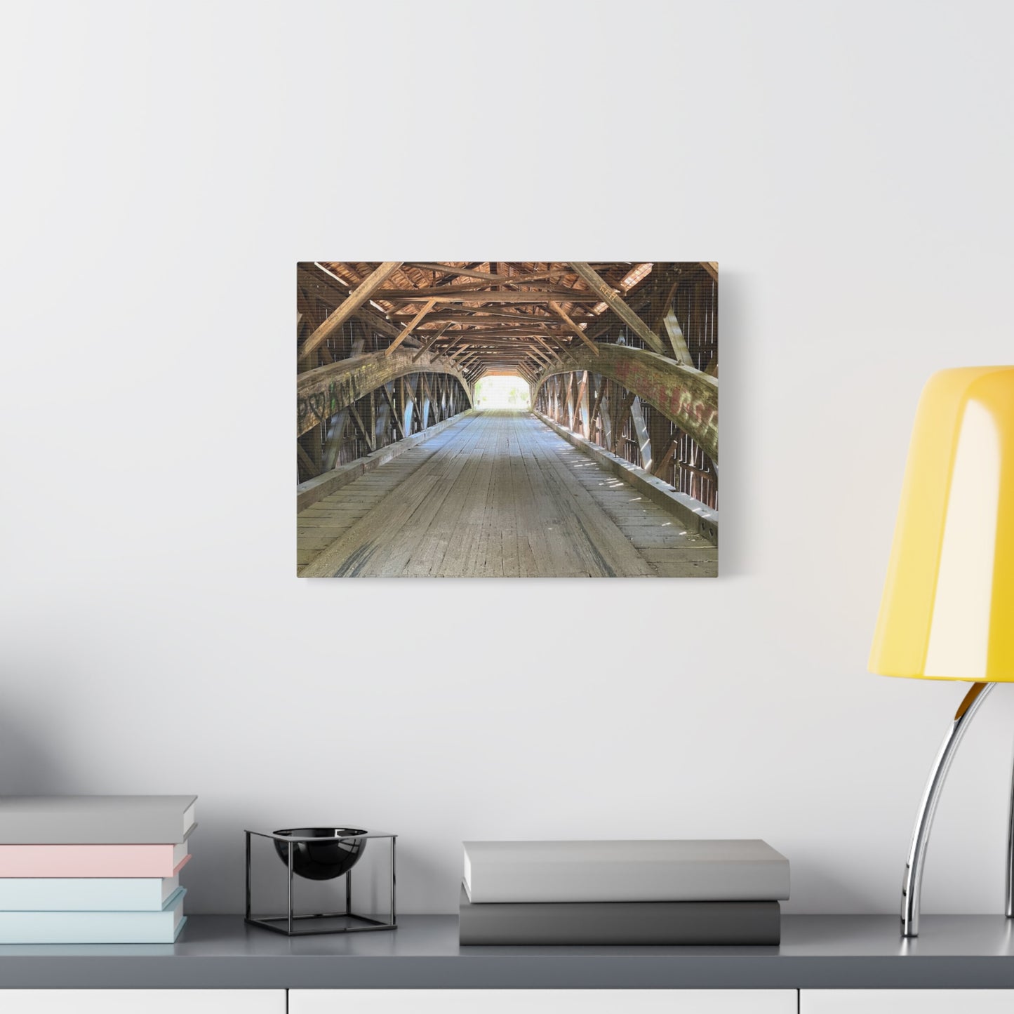 Rustic Wooden Bridge Canvas Print - Stretched Wall Art for Home Decor