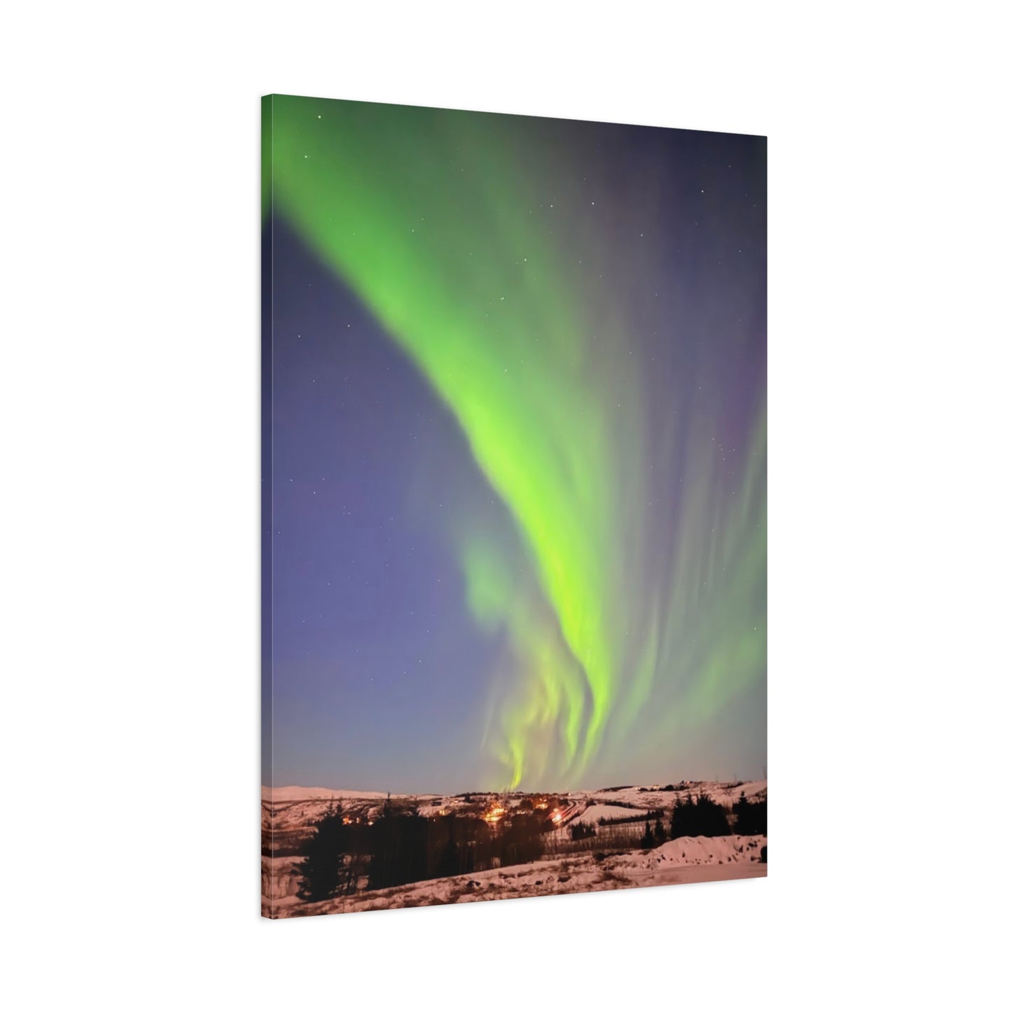 Aurora Borealis Canvas Art - 1.25" Stretched Wall Decor Iceland Northern Lights