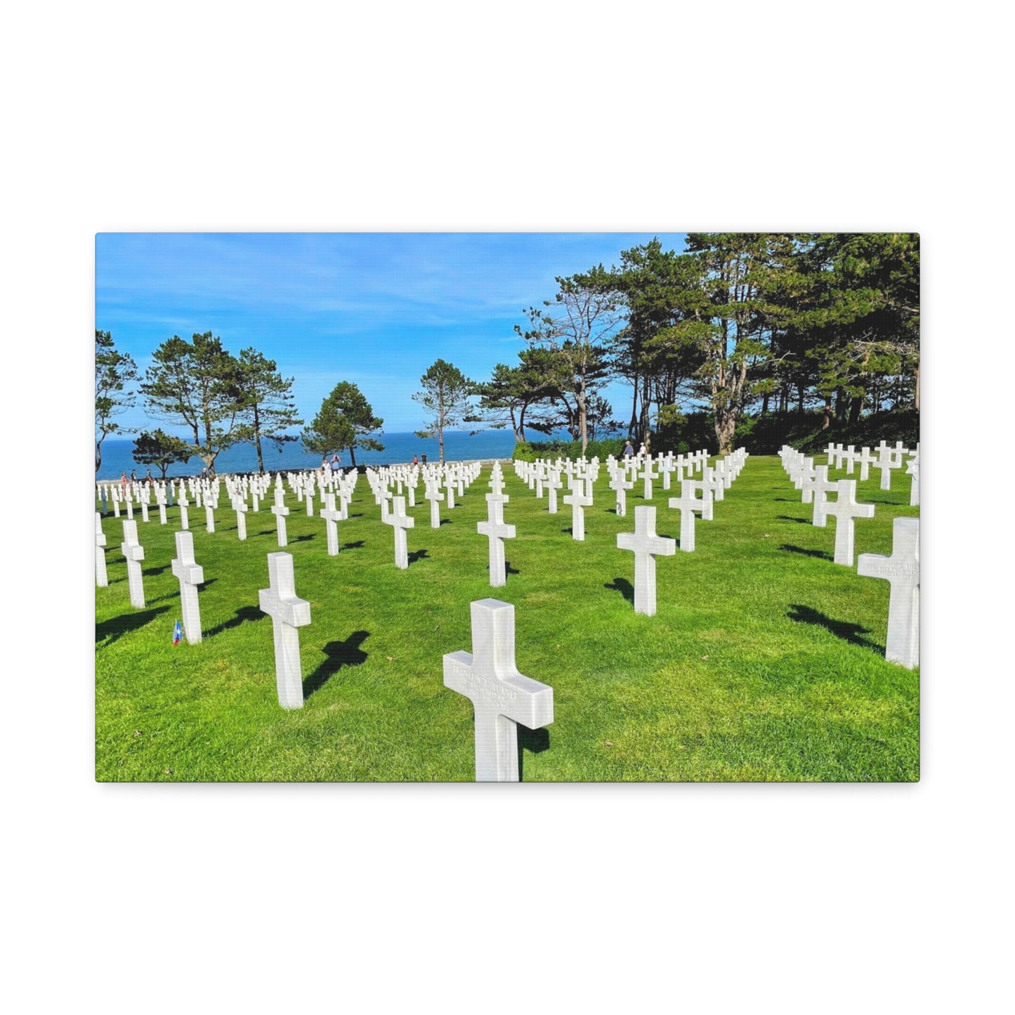 Memorial Canvas Print - Serene Cemetery Scene for Remembrance Normandy American Cemetery