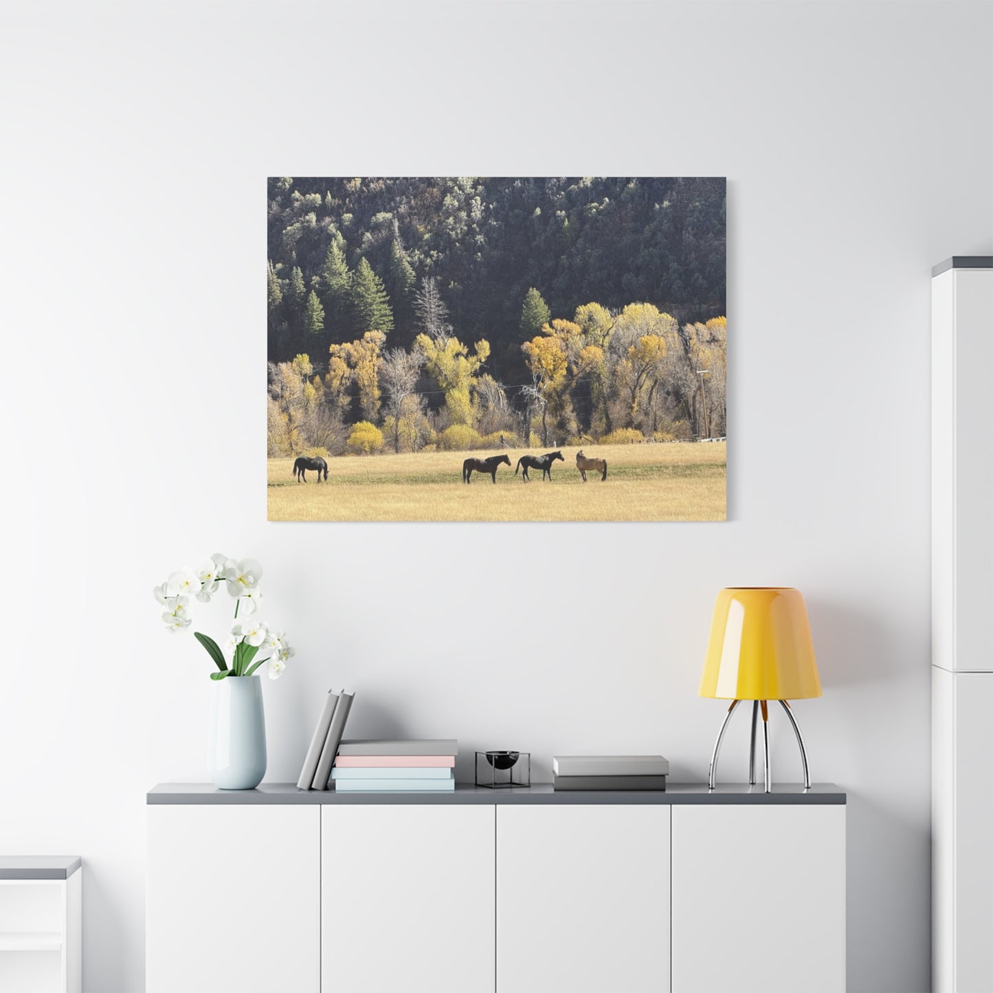 Scenic Horse Canvas Print - Rustic Wall Art for Nature Lovers