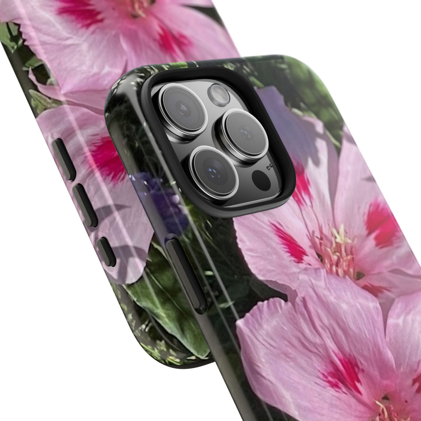 Vibrant Floral Tough Phone Case - Durable Protection with Stunning Pink Flowers