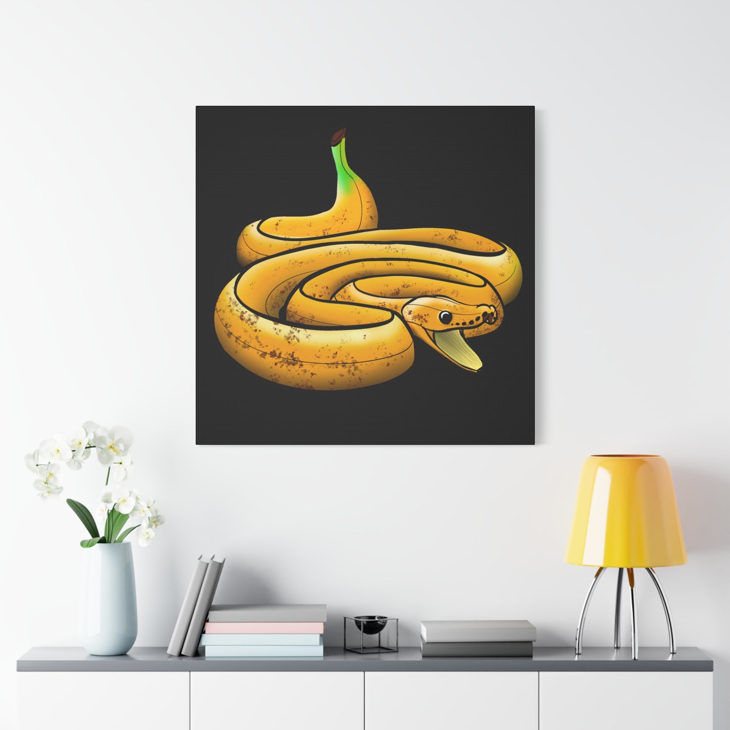 Funny Banana Snake Canvas Art - Quirky Home Decor for Animal Lovers