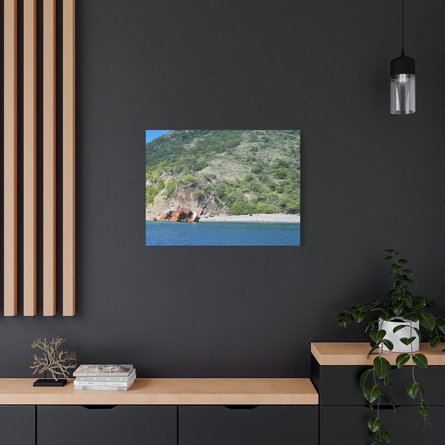 Nature Landscape Canvas Wall Art - Tranquil Seaside View Nevis