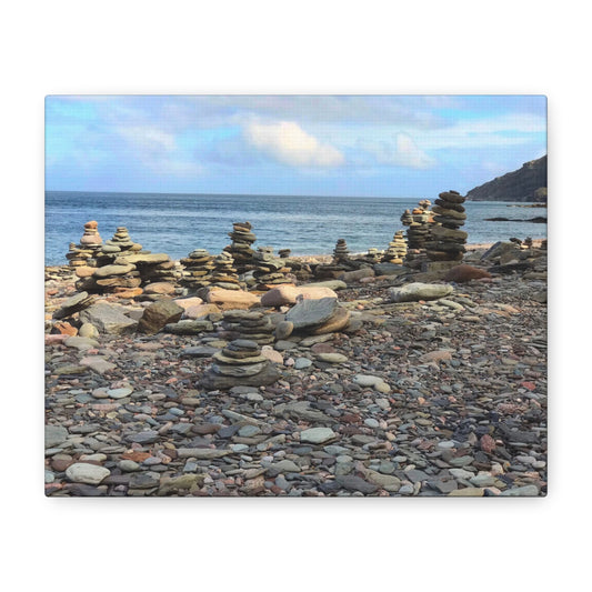 Nature-Inspired Wall Art Canvas Print - Tranquil Beach Stack Stones Decor