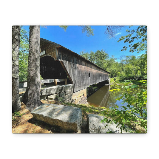Scenic Covered Bridge Canvas Art - 1.25" Stretched Matte Wall Decor