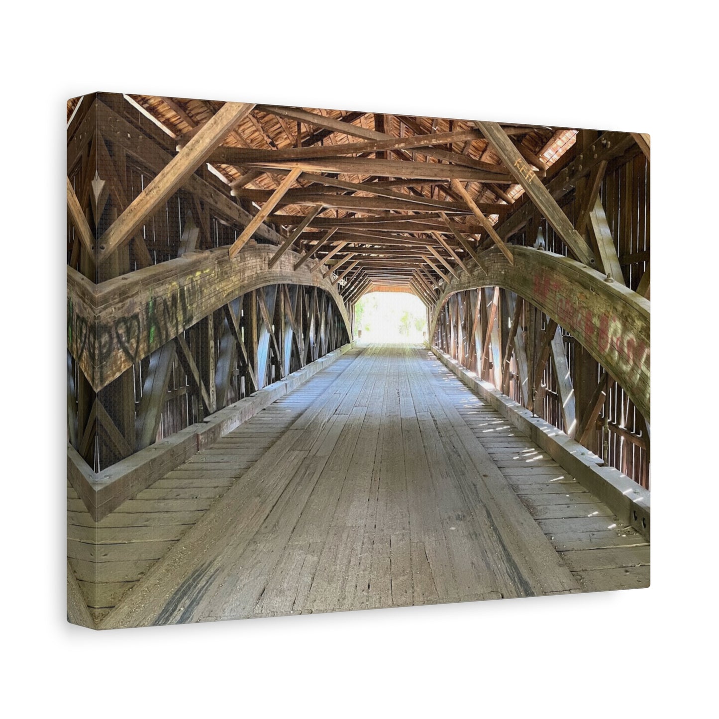 Rustic Wooden Bridge Canvas Print - Stretched Wall Art for Home Decor