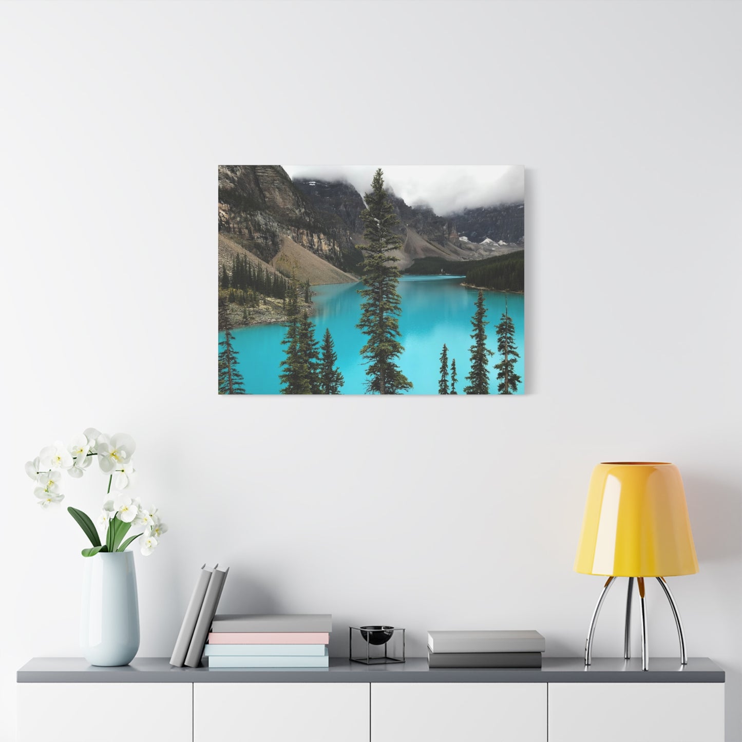 Scenic Landscape Canvas Wall Art - Tranquil Mountain Lake Decor