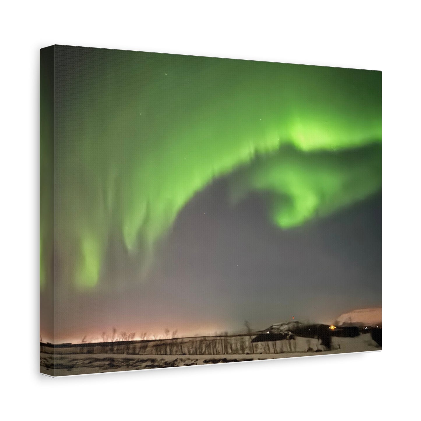 Aurora Borealis Canvas Art - Stunning Green Northern Lights Wall Decor Iceland