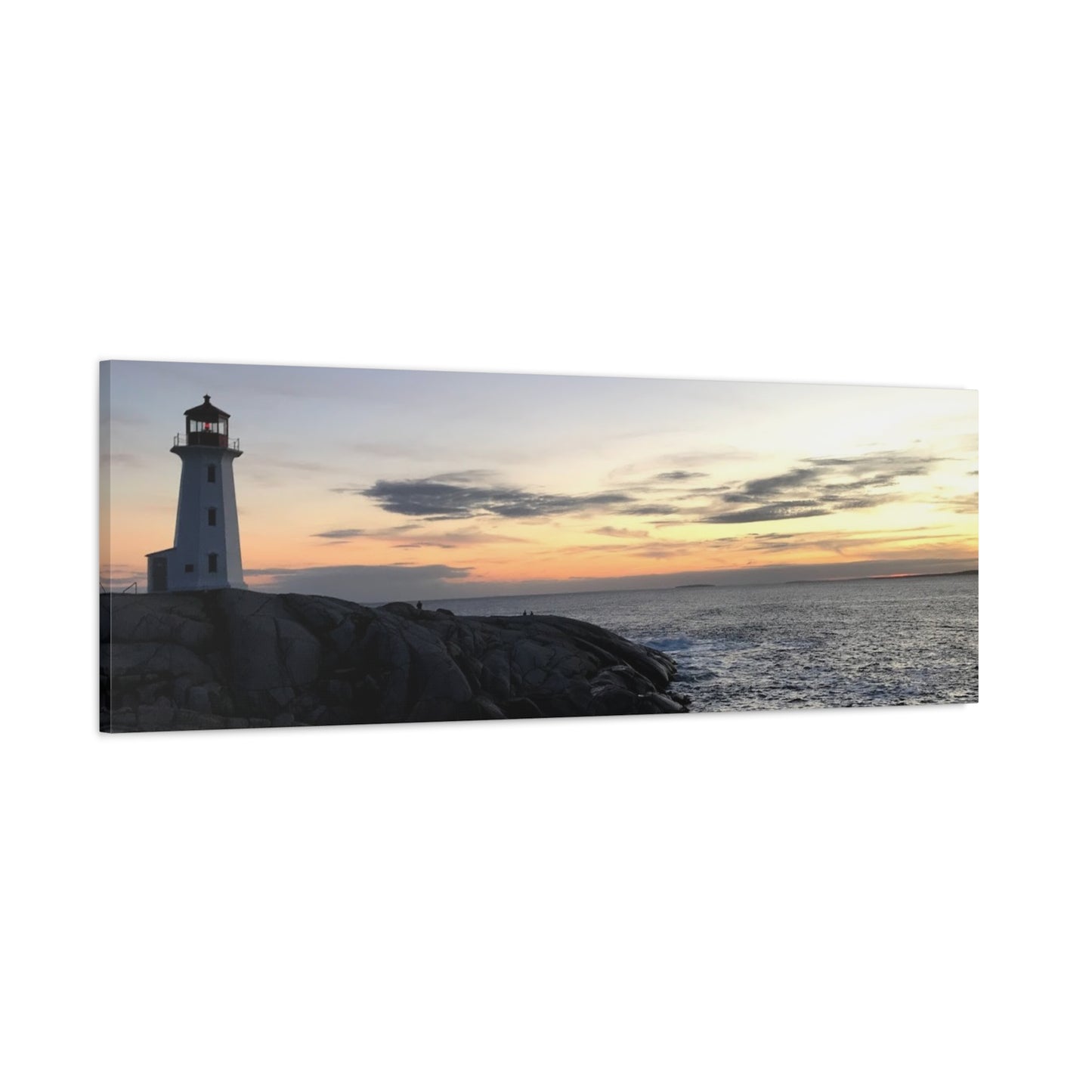 Sunset Lighthouse Canvas Print - Coastal Decor for Beach Lovers Peggys Cove