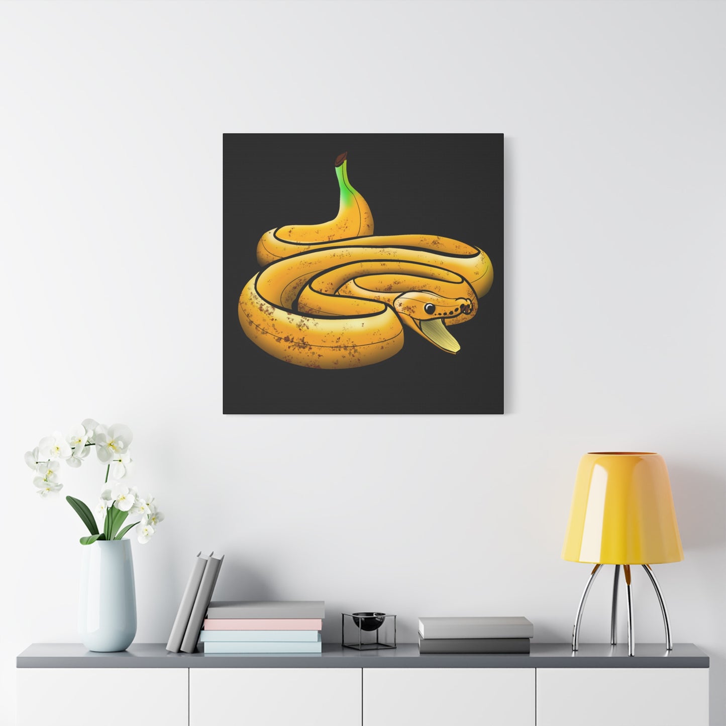 Funny Banana Snake Canvas Art - Quirky Home Decor for Animal Lovers