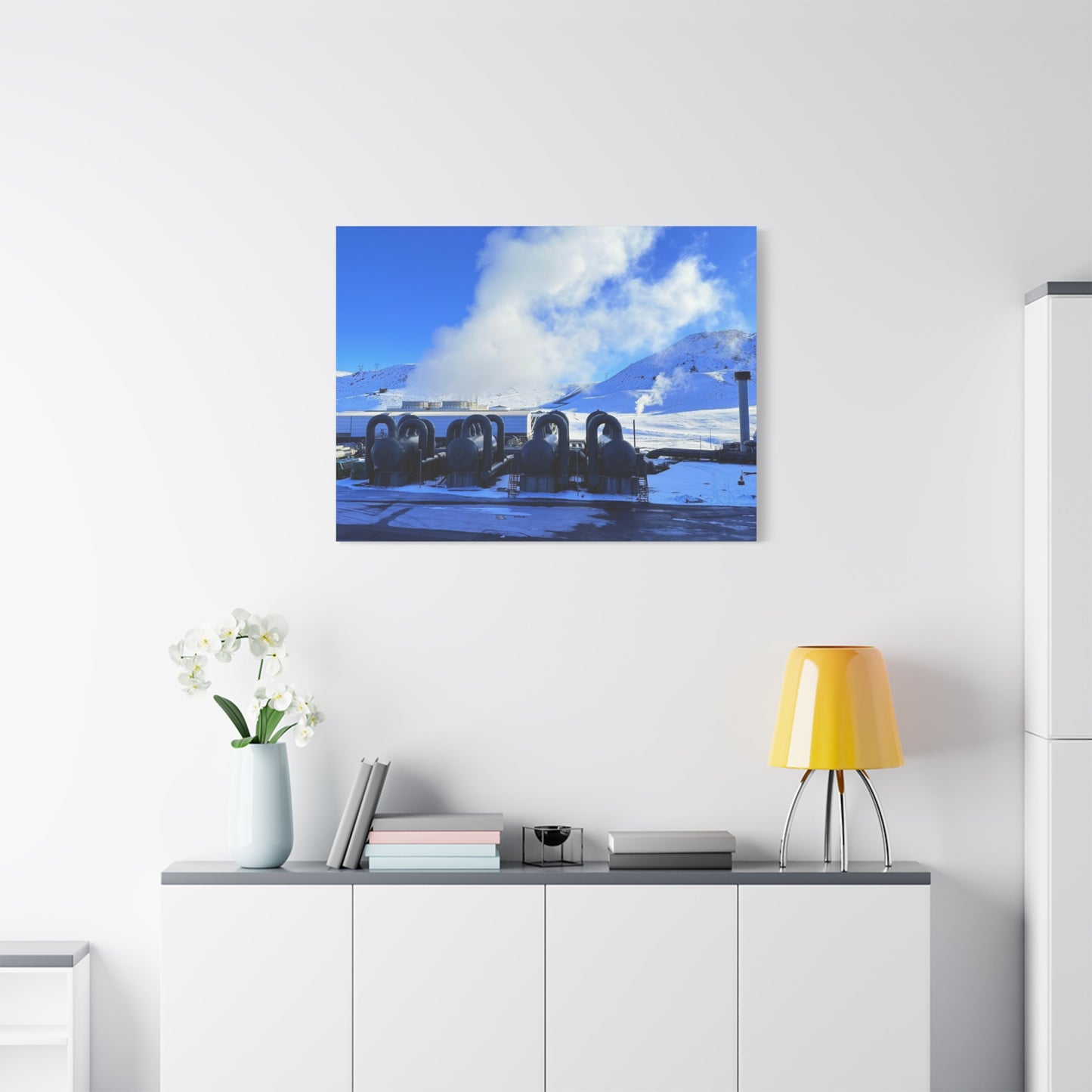 Industrial Landscape Canvas Print - 1.25" Stretched Art Iceland Hydroelectric plant