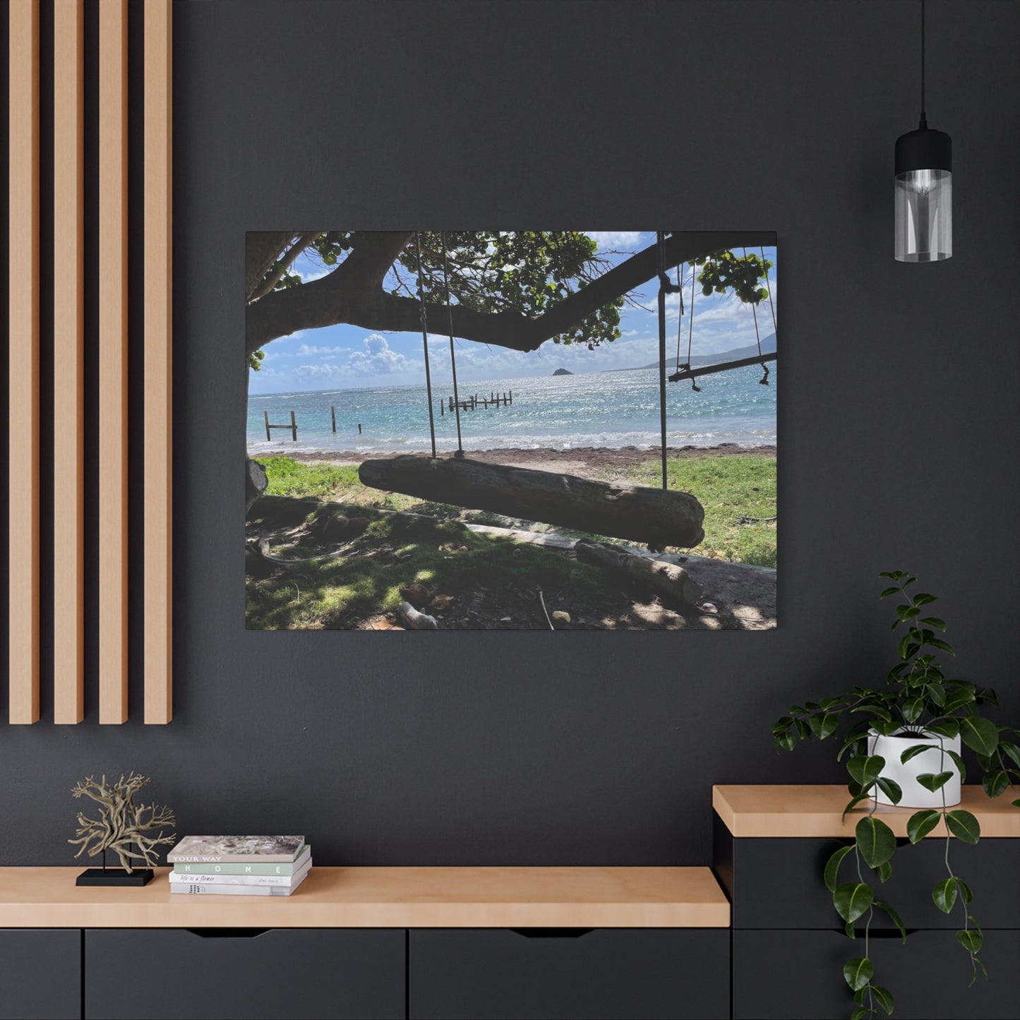Serene Beach Swing Canvas Art Print