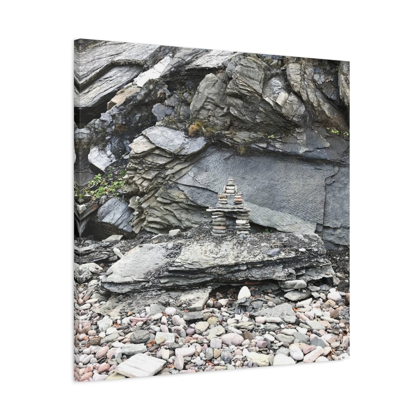 Nature-Inspired Stretched Canvas Art - Tranquil Rock Tower Design