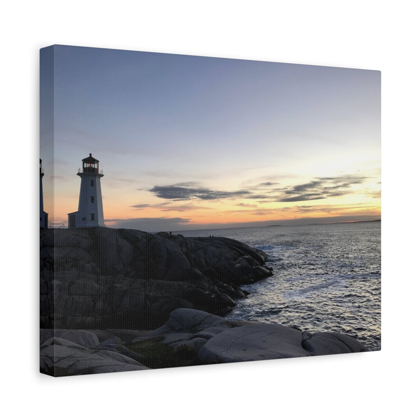 Sunset Lighthouse Canvas Print - Coastal Decor for Beach Lovers Peggys Cove