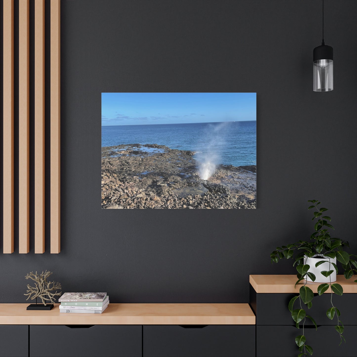 Stretched Matte Canvas Wall Art - Coastal Spouting Blowhole Photography