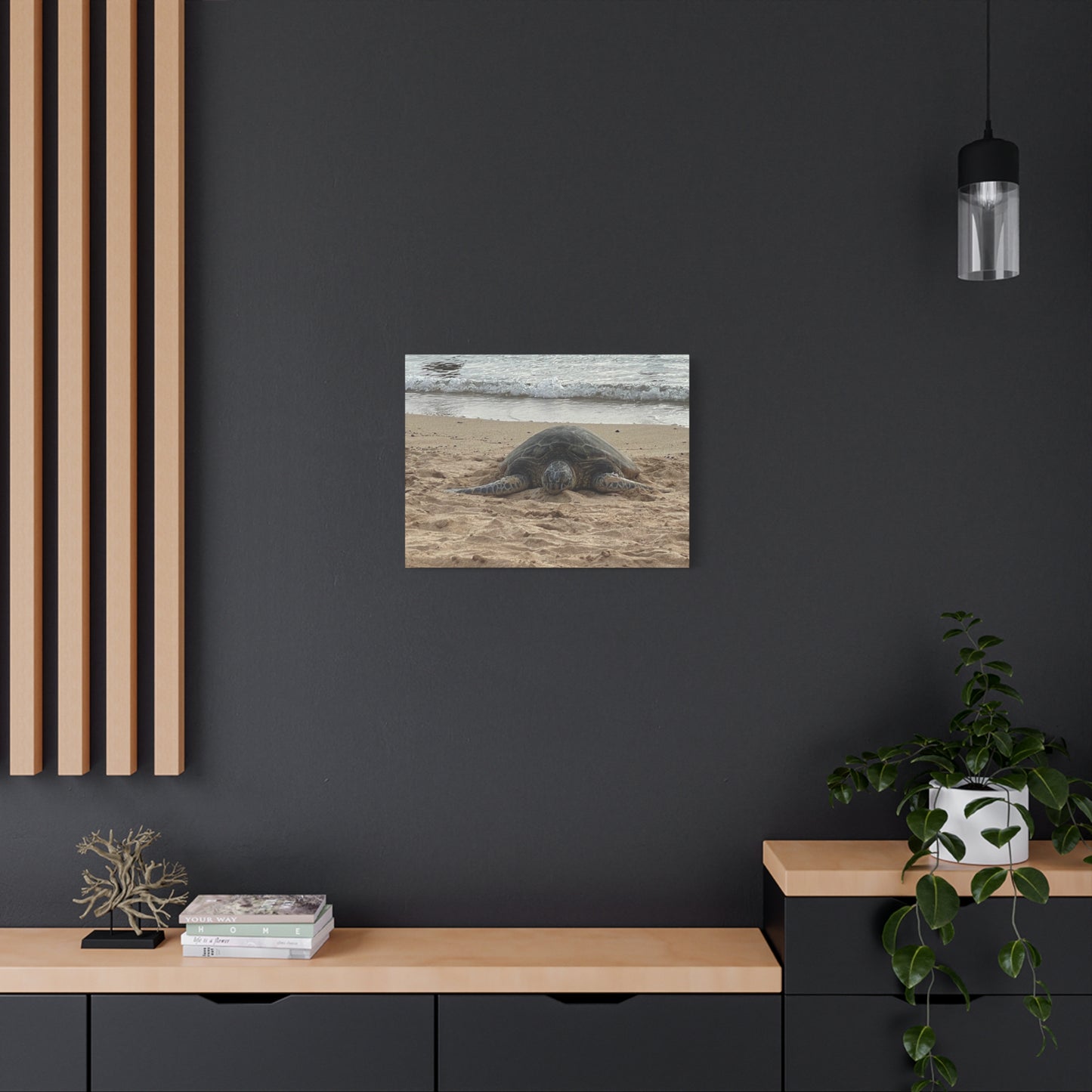 Tranquil Turtle Beach Canvas Art - Stretched Matte Print for Coastal Home Decor