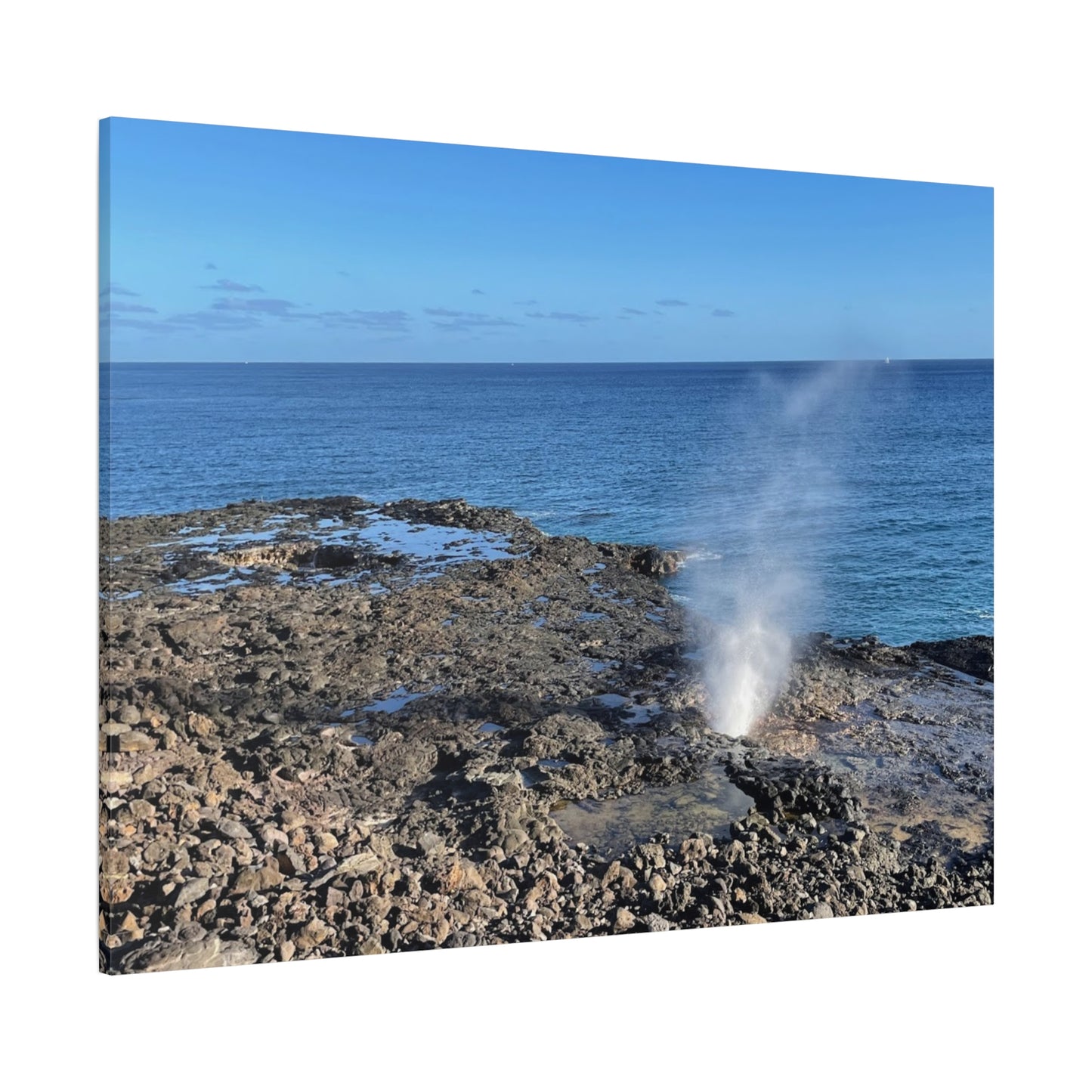 Stretched Matte Canvas Wall Art - Coastal Spouting Blowhole Photography