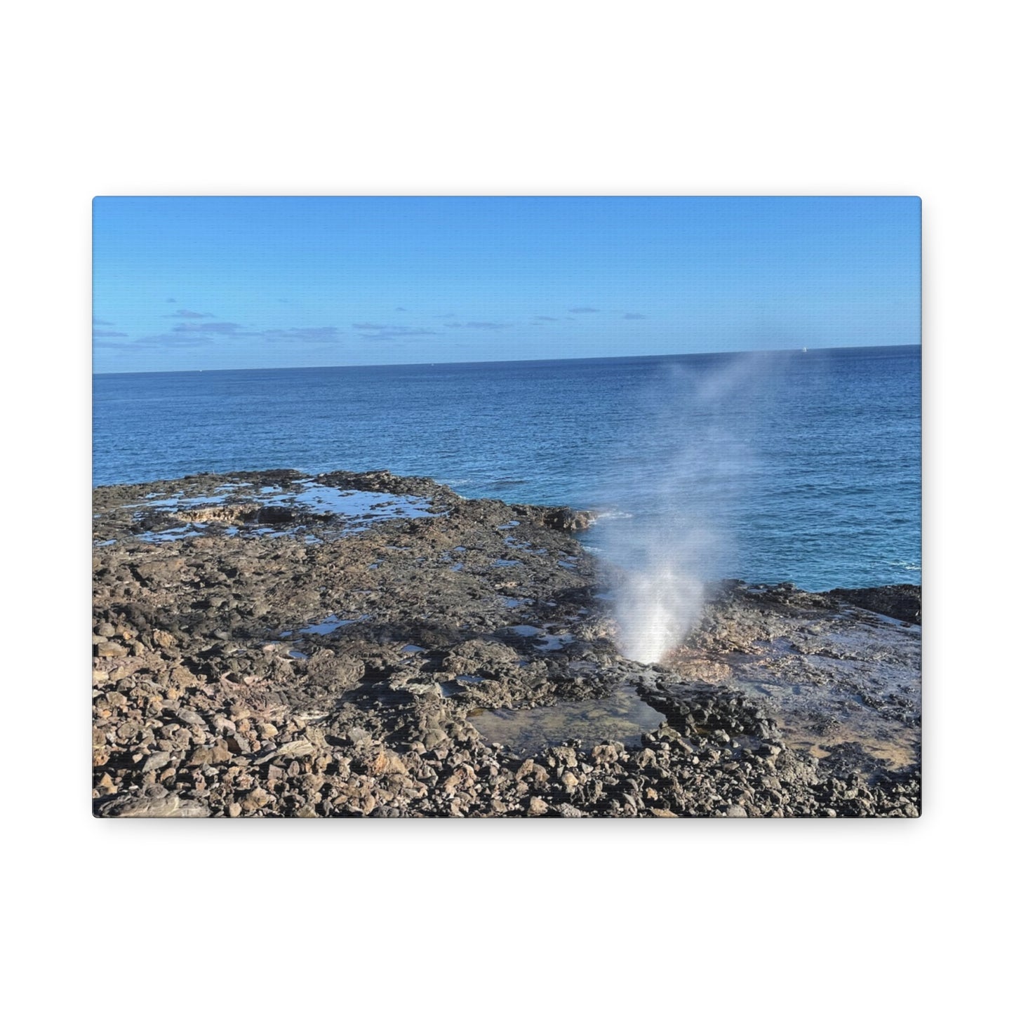 Stretched Matte Canvas Wall Art - Coastal Spouting Blowhole Photography