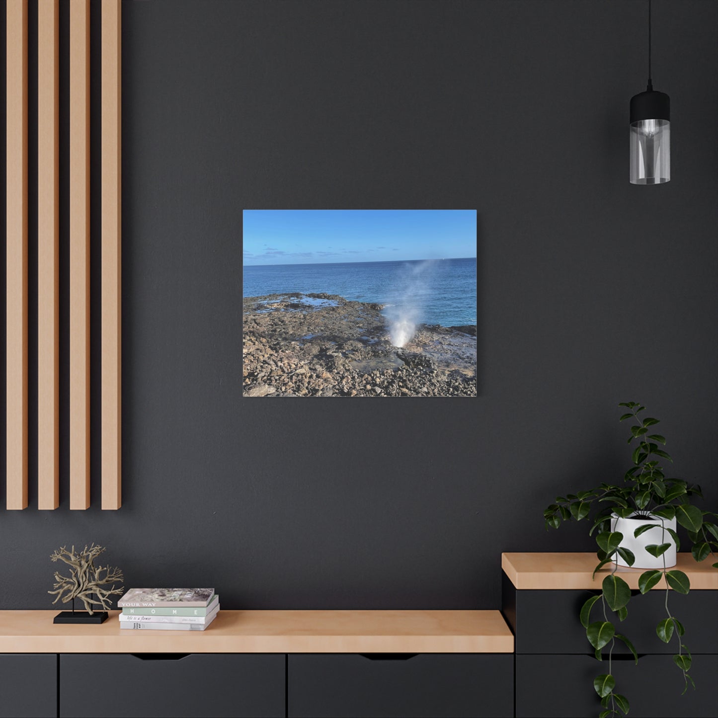 Stretched Matte Canvas Wall Art - Coastal Spouting Blowhole Photography